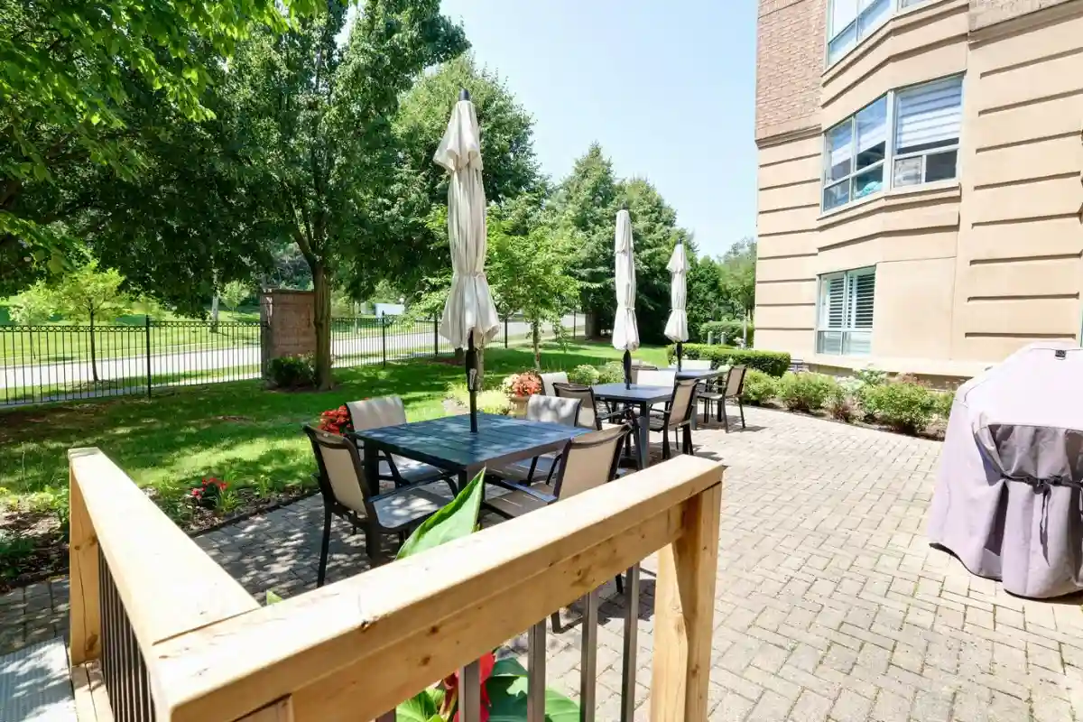 Patio area with barbecues.