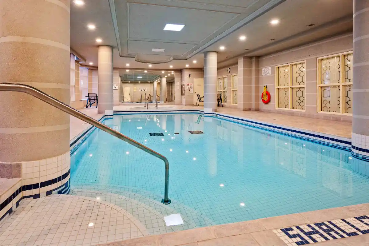 Indoor pool and hot tub.